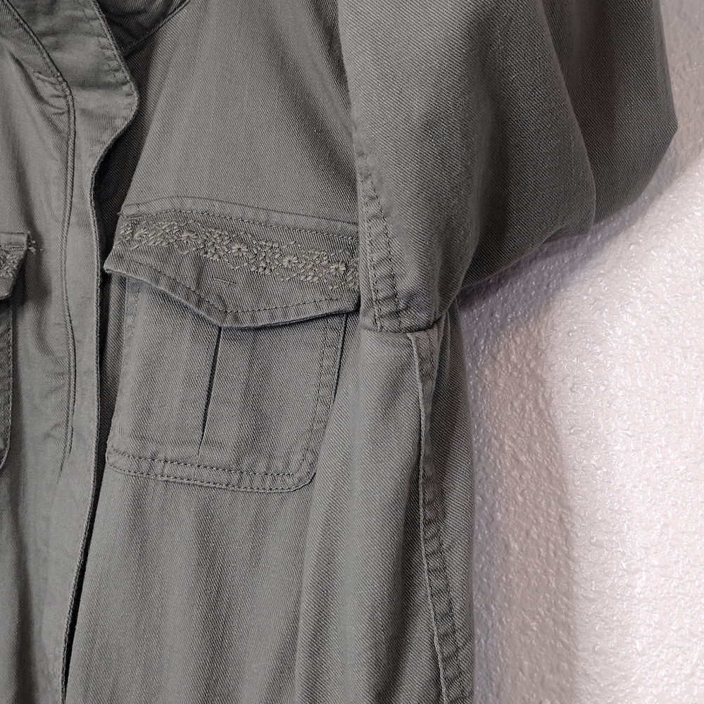 NWOT Talbots Embroidered Full Zipper Snap Button Long Sleeve Utility Jacket - Picture 9 of 16